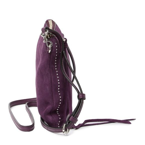 NWT $148 Rebecca Minkoff Jon Suede Leather Purple Silver Studded Crossbody Bag! - Picture 4 of 10